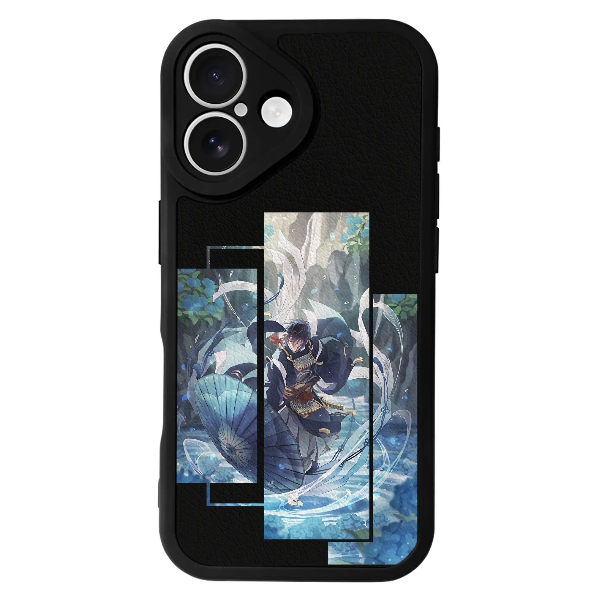 刀剣乱舞 グッズ,三日月宗近 - IPhone 16シリーズ対応 ・ シリコンスマホケース ・ レザー調 ・ 高精度フィット ・ 耐衝撃 ・ ワイヤレス充電対応 ・ 精密カット